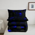 thumbnail image 5 of Teen Geometric Bedding Twin Black Navy Royal Blue Comforter Set Men,Neon Abstract Stereoscopic Check Grid Comforter Square Plaid Bed Duvet Sets 3D Modern Room Decor, 5 of 7