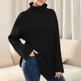 thumbnail image 5 of Babysbule Plus Size Womens Sweaters New Arrivals Women Solid Color Turtleneck Open Long Sleeve Turtleneck Ribbed Sweater Woman Clearance Women's Fashion, 5 of 6