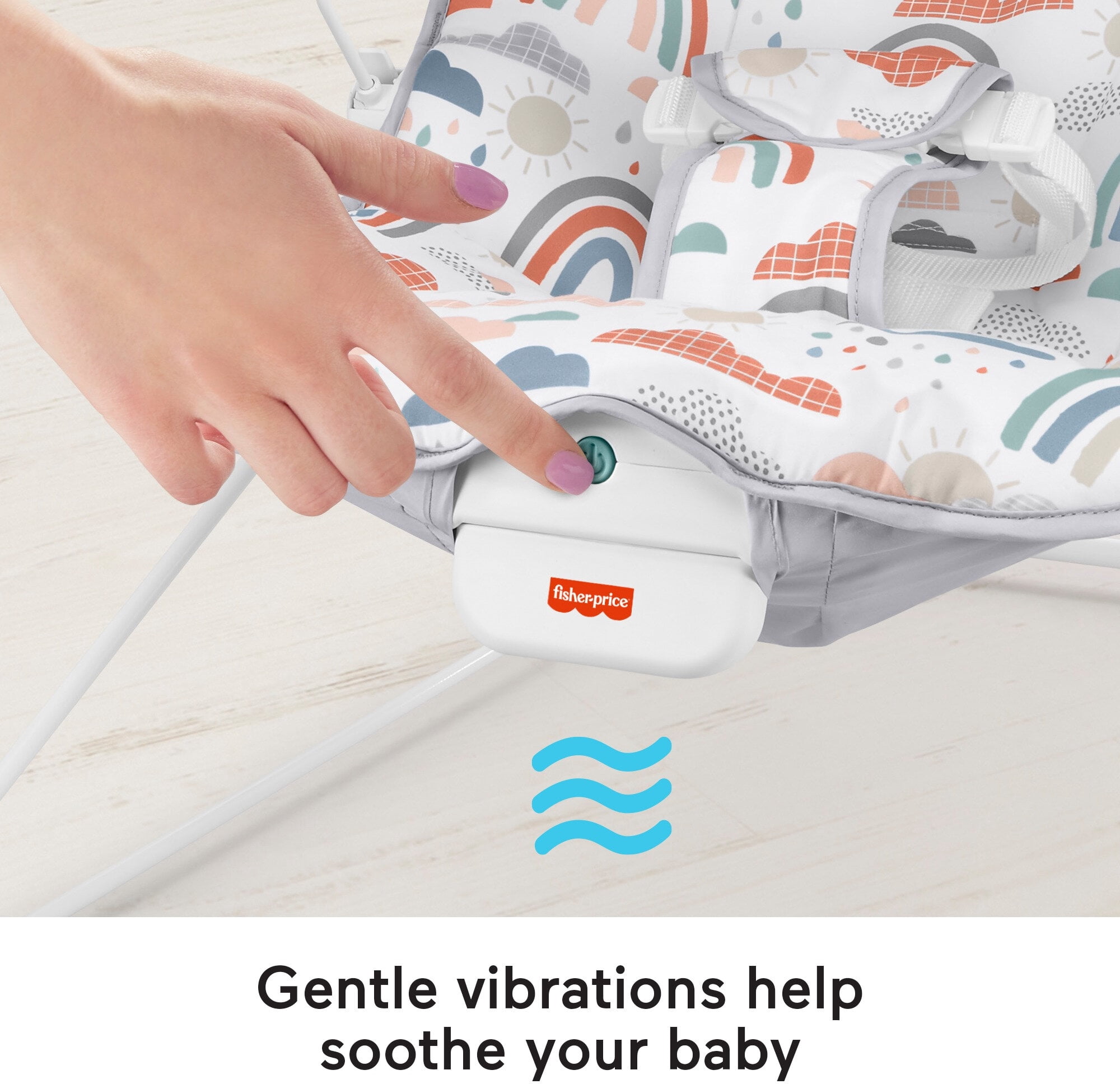 Fisher-Price Baby's Bouncer Rainbow Showers Soothing Infant Seat with Removable Toy Bar