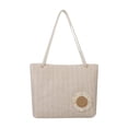 thumbnail image 2 of Women's Woven Textured Tote Bag, Lightweight Polyester Shoulder Handbag with 3D Sunflower Decoration for Beach Travel Commute, 2 of 6
