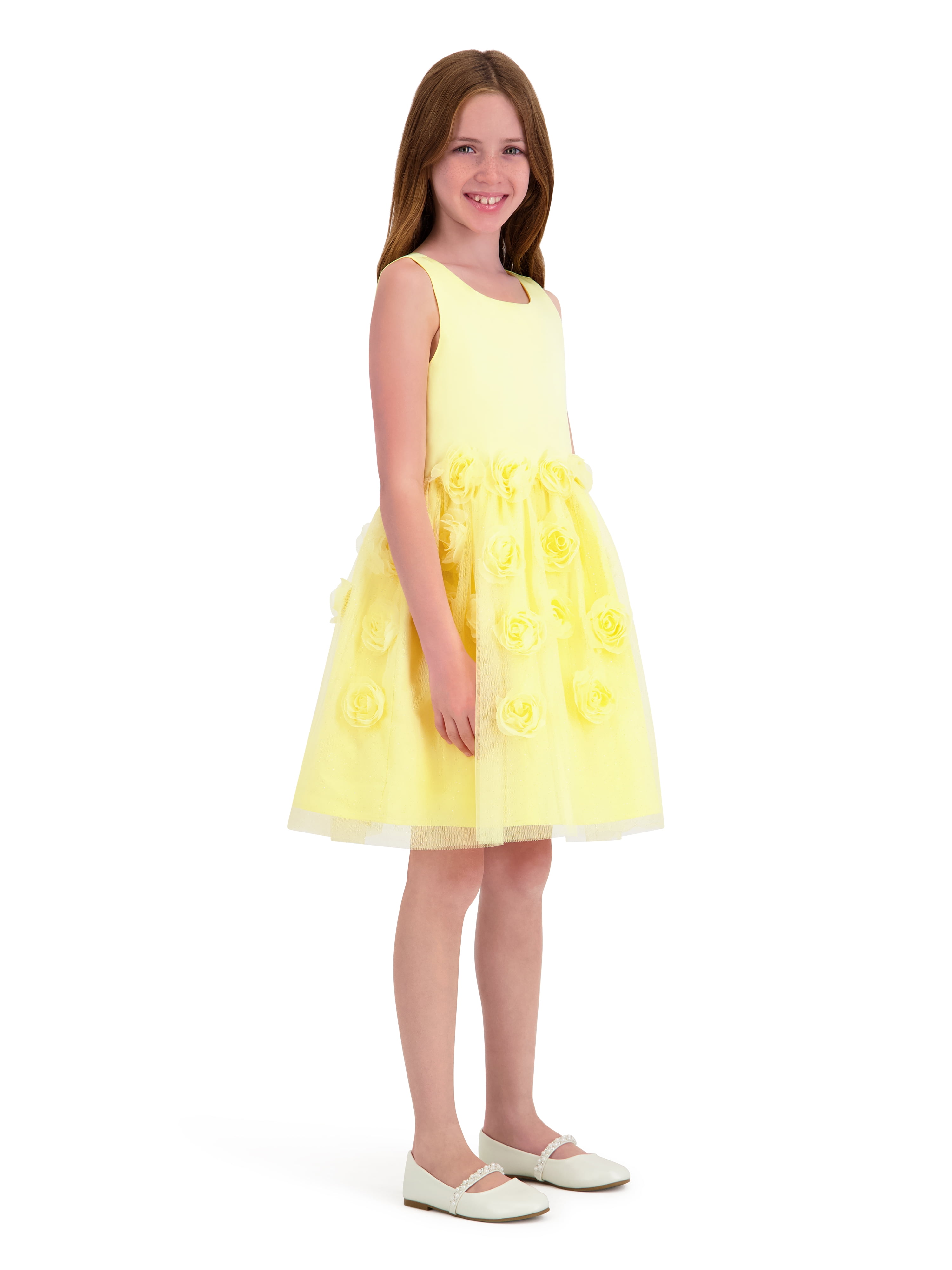 Kensie Girl Sleeveless Party Dress with Rosettes and Pearls, Sizes 4-16
