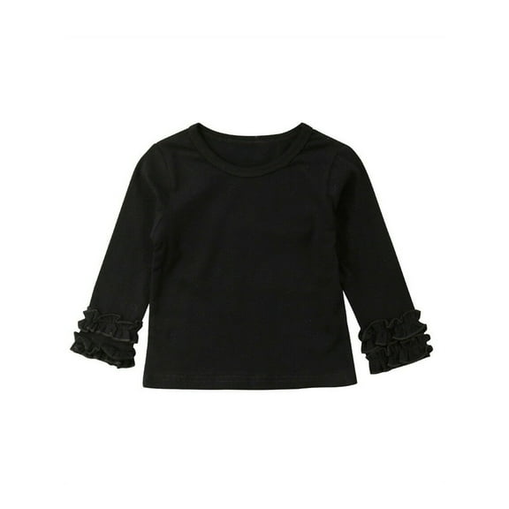 Inevnen Toddler Baby Girl Basic Plain Ruffle Cuff Long Sleeve T Shirts Tee Tops