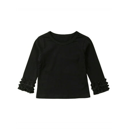 

Inevnen Toddler Baby Girl Basic Plain Ruffle Cuff Long Sleeve T Shirts Tee Tops