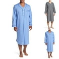 thumbnail image 5 of Men Loose V Neck Long Sleeve Nightgown Pajamas Comfy Cotton Sleepwear Top Shirt, 5 of 6