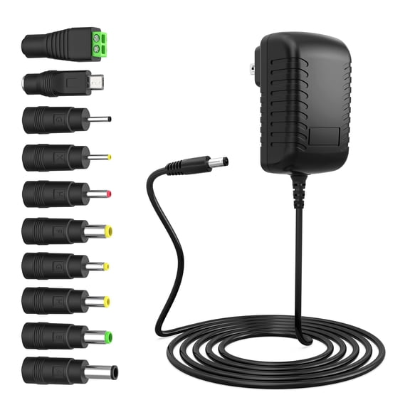 LujingZ 14V Charger - 1A, 0.8A, 0.5A Compatible, 14W Switching Power Supply, 4ft Cord, 10 Interchangeable Plugs