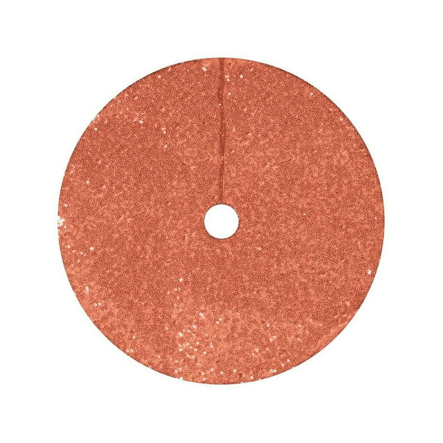 Orange Glitter Christmas Tree Skirt 76 Cm Sequins Velvet For Home Holiday Party Decor