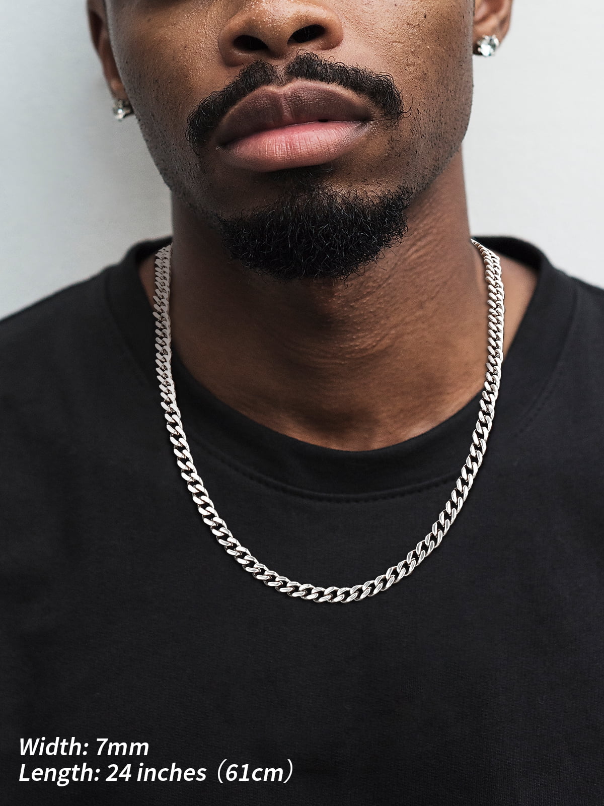 FindChic Chain Necklace for Men Women, Stainless Steel Cuban Link Graduation Fathers Day Jewelry Gifts Him Boyfriend Husband Adults Male Son Age Ideas, 7mm/28inch