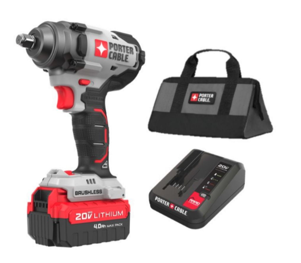 PORTER-CABLE PCCF920M1 1/2 in Drive 275 ft./lb. 20V Mid Torque Impact Wrench Kit