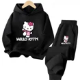 thumbnail image 5 of Conjunto de 2 piezas de sudadera y pantalones con estampado de dibujos animados de Hello Kitty Kawaii para primavera y otoño, ropa para niños de 2 a 14 años, chándal de moda, 5 of 5