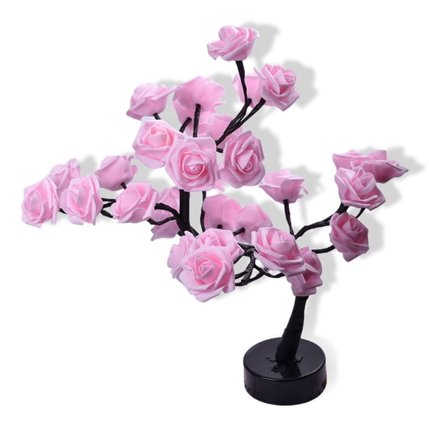Cateissary Luz nocturna de árbol de rosas, luz de con Control táctil a batería, lámpara de cumpleaños para vacaciones, decoración iluminada Iluminación navideña Rosado