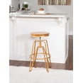 thumbnail image 2 of Linon Farhart 25"-29" Adjustable Height Round Backless Swivel Bar Stool, Matte Gold/Aged Walnut, 2 of 12