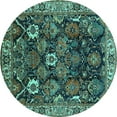 thumbnail image 1 of Ahgly Company Indoor Round Oriental Turquoise Blue Traditional Area Rugs, 3' Round, 1 of 4