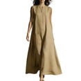 thumbnail image 3 of Tqcoqu Womens Summer Casual Maxi Dresses with Pockets,Sleeveless V Neck Long Sundress Beach Vacation Travel Clothes 2026,Khaki Women's S-XXXL, 3 of 8