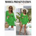 thumbnail image 6 of STARVNC Women V Neck Hollow Out Open Back Long Sleeve Knitted Mini Dress, 6 of 7