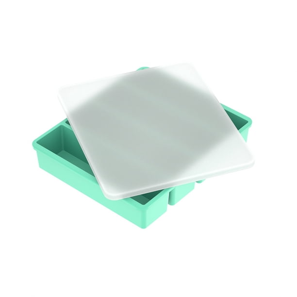 Bandeja de hielo de silicona larga de 4 compartimentos con tapa, máquina de hielo reutilizable para zumos, bebidas, café, whisky y cócteles