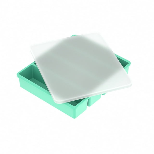 Ltdhehe Plateau à Glaçons Long en Silicone à 4 Compartiments avec Couvercle, Machine à Glaçons Réutilisable pour Jus, Boissons, Café, Whisky, Cocktail