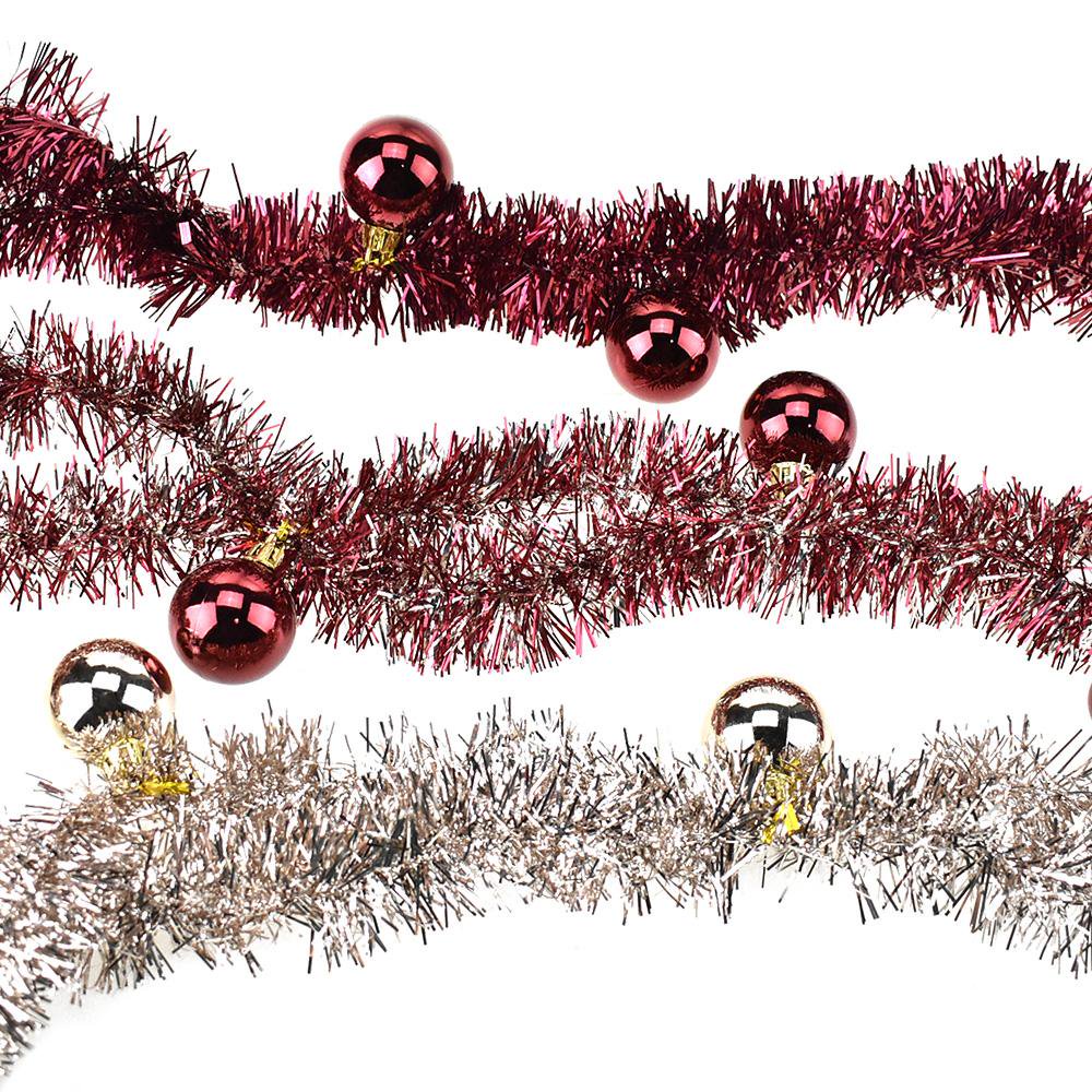 Christmas Tinsel and Ball Ornaments Garlands, 71/2Feet, 3Piece