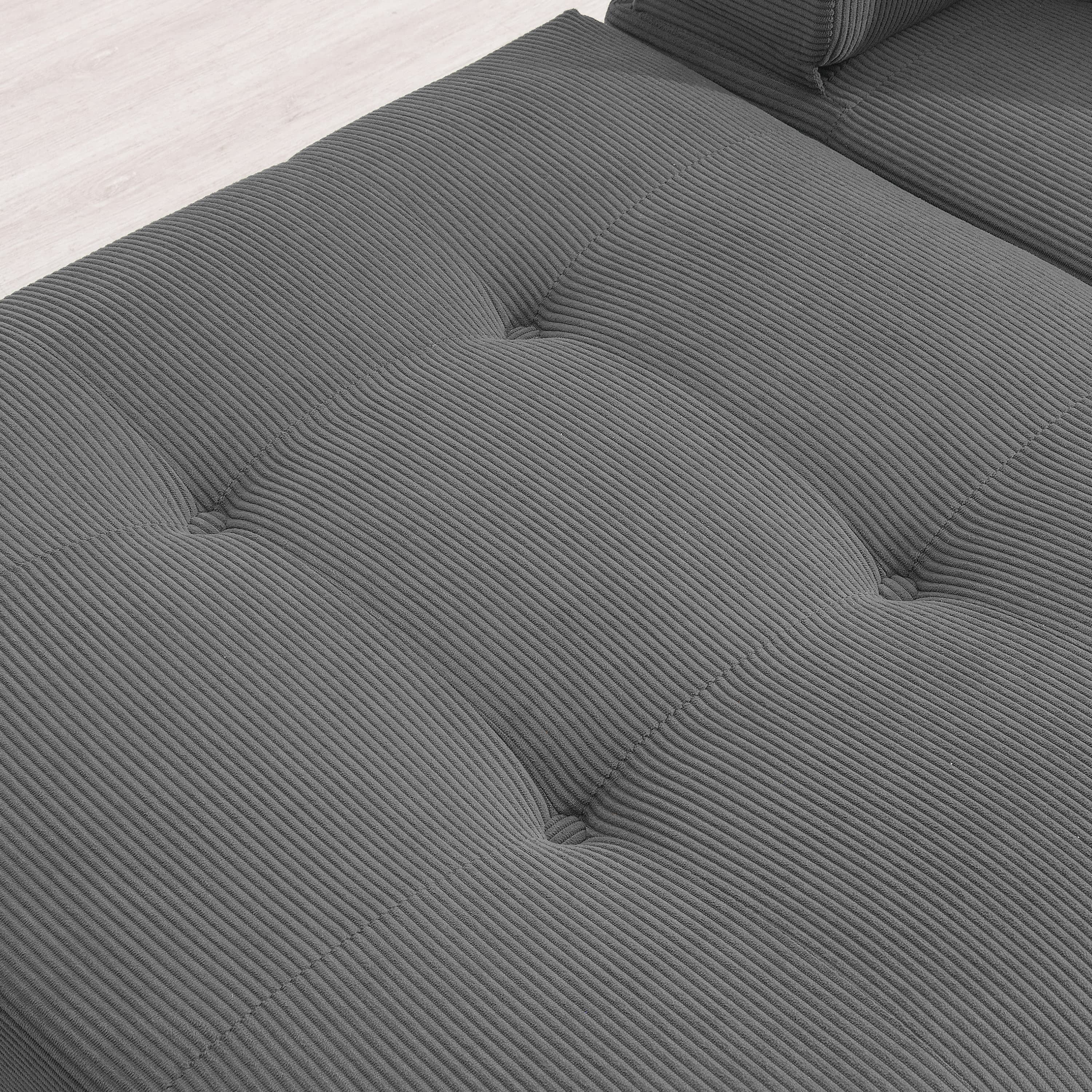 MAYEERTY 105.5" L-Shaped Modular Sectional Sofa - Minimalist Corduroy Compressed Couch, 3PC Free Combination No Assembly for Living Room, 3 Colors