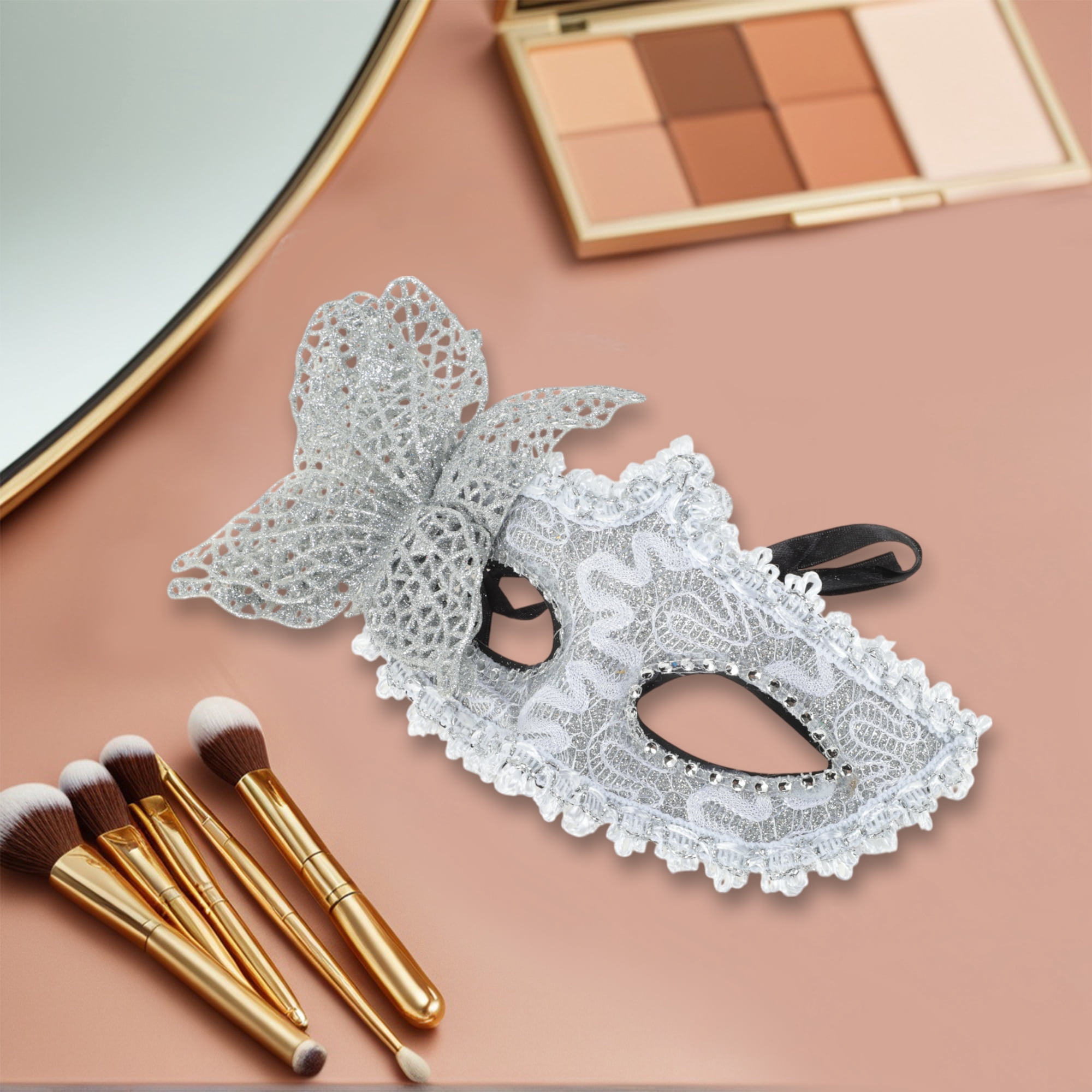 Unique Bargains 1 Box Elegant 3D Butterfly Half Face Party Mask White