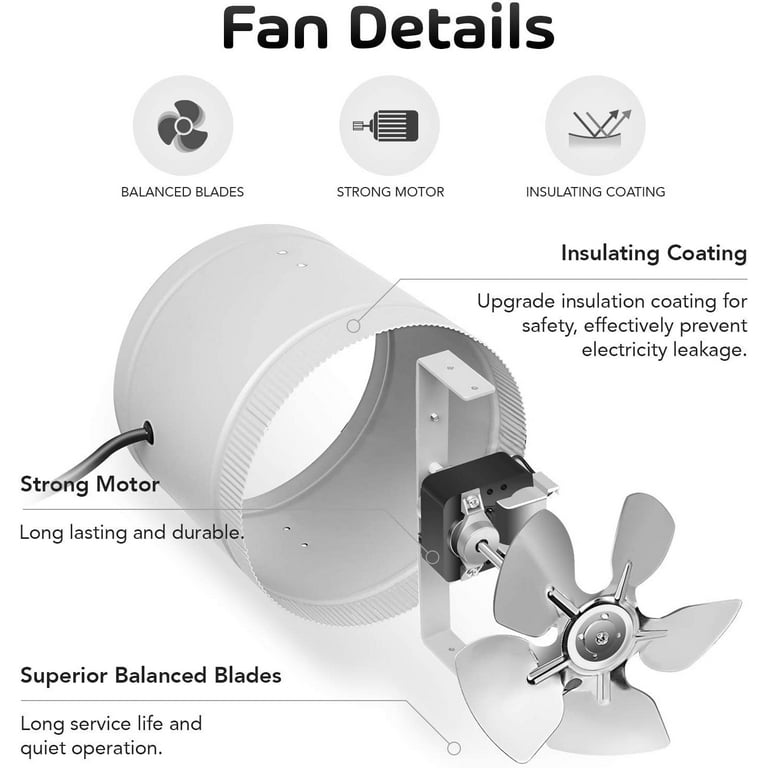VIVOSUN 120 CFM Wall Mounted Quiet Smart Register Booster Fan with Thermostat Control in White