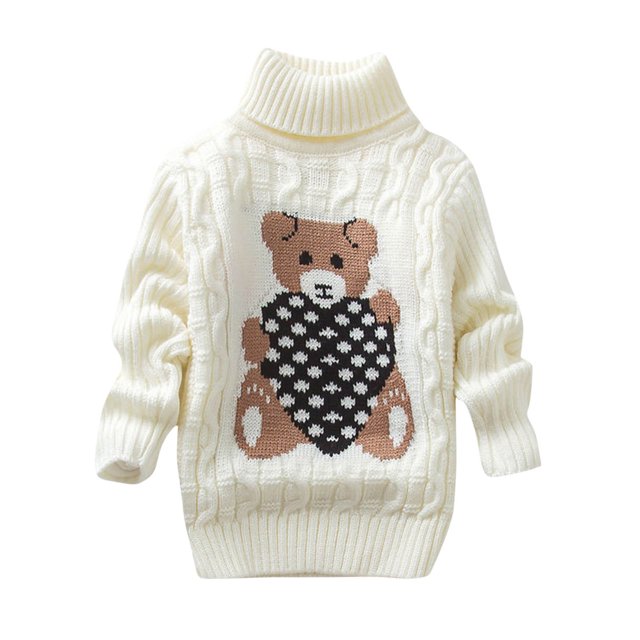 RXIRUCGD Mode Fille et Garçon Chandail Décontracté à Manches Longues Col Roulé Épais (Blanc, Taille : 7 Ans)