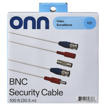 ONN 100′ BNC TO DC CABLE WITH BNC-TO-BNC ADAPTER 1 PACK