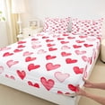thumbnail image 3 of Homewish Cute Heart Loves Twin Sheet Sets,Happy Valentine'S Day Twin Fitted Sheet,White Pink Flat Sheet For Girls Kids,Breathable Home Decor,3 Pieces, 3 of 7