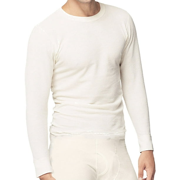 Mens Thermal Shirt Underwear Waffle Knit Cotton