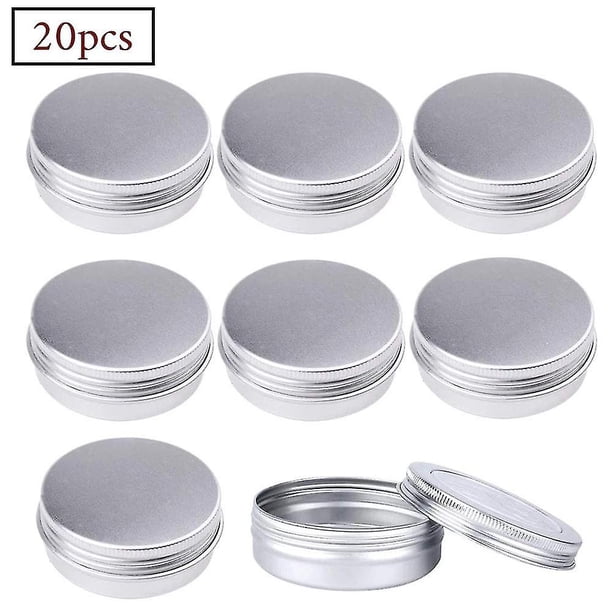 Bandejas de aluminio de 20 piezas de 60ml, bandejas redondas de aluminio, envases de cosméticos con tapas de tornillo para manualidades Diy, almacenamiento de viaje