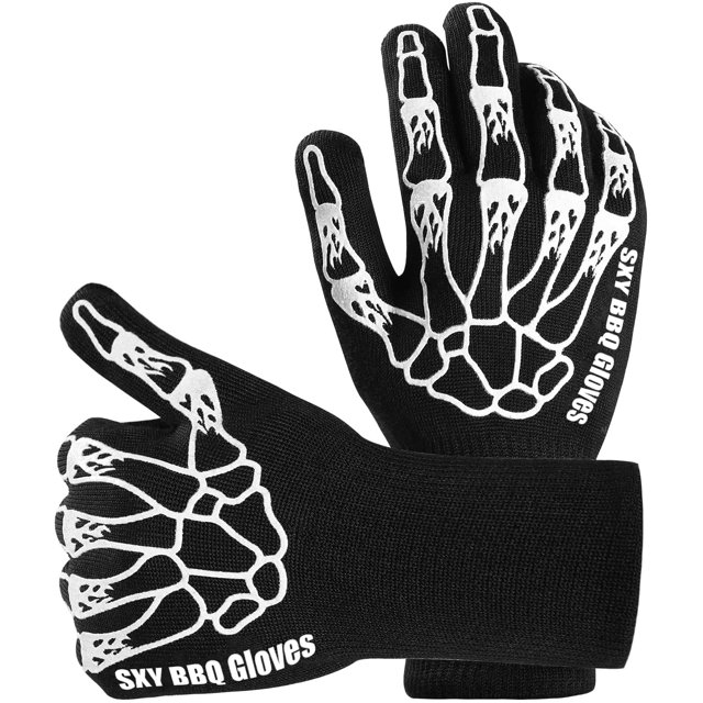 1 par de guantes BBQ resistentes a altas temperaturas - negro - 13 (33CM) Ofspeizc LHH-0388