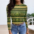 thumbnail image 4 of ASDFVBKG Womens St Patrick's Day Tops Y2k Crew Neck Basic Long Sleeve Slim Fitted Tee Shirts Ribbed Knit Shamrock Cozy Pullover Tops Army Green M, 4 of 6