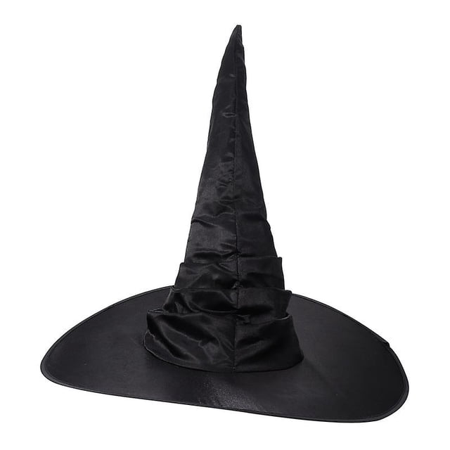 1 sombrero de bruja de halloween para decoración de halloween, sombrero negro de tela con copa alta y puntiaguda y ala ancha plana, tamaño aprox. 45x45x45 cm, material flexible con costuras visibles; accesorio de disfraz y decoración festiva, reutilizable y fácil de limpiar.