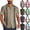 Army Green, variant on Cuban Collar Button Down Shirt for Men Short Sleeve Resort Tops Summer Casual Beach Shirts Breathable Confy Vacation Untucked Shirt Gray S