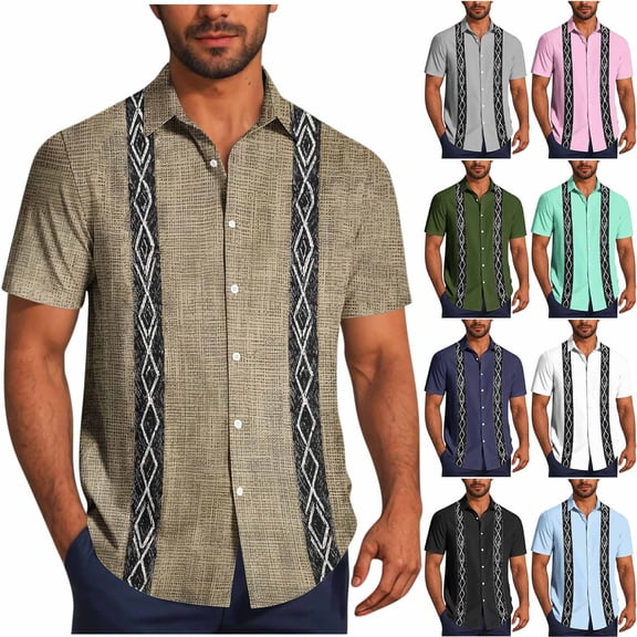 Xcmzpl Men's Short Sleeve Button Up Hawaiian Shirt 1950s Vintage Bowling Shirts Casaul Button Down Shirts Lapel Collar Graphic Tees Black XXXL