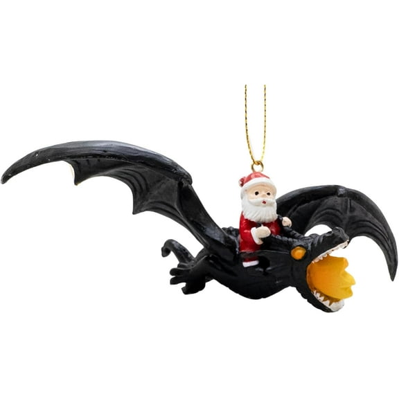 Santa Claus Riding a Flying Dragon Christmas Tree Ornament