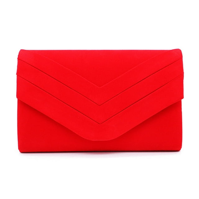 Prom Womens Evening Bag Velvet Clutch Purse Wedding Handbag for Wedding Party,Red