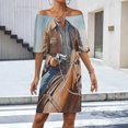 thumbnail image 2 of Western Cowboy Women's Off The Shoulder Ruffles Summer Wedding Guest Loose Casual Party Beach Dress, 2 of 9