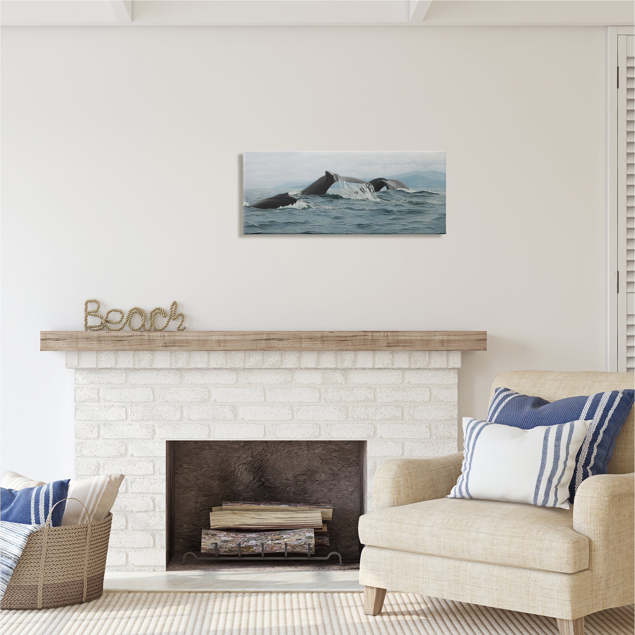 Stupell Industries Whale Tales Ocean Splash Animals & Insects Photography Gallery Wrapped Canvas Print Wall Art, 30 x 13