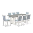 thumbnail image 2 of East West Furniture 9-Pc Kitchen Table Set Consists of a Dining Table and 8 Baby Blue Linen Fabric Dining Room Chairs with Stylish Back - Wire Brushed Linen White Finish, 2 of 9