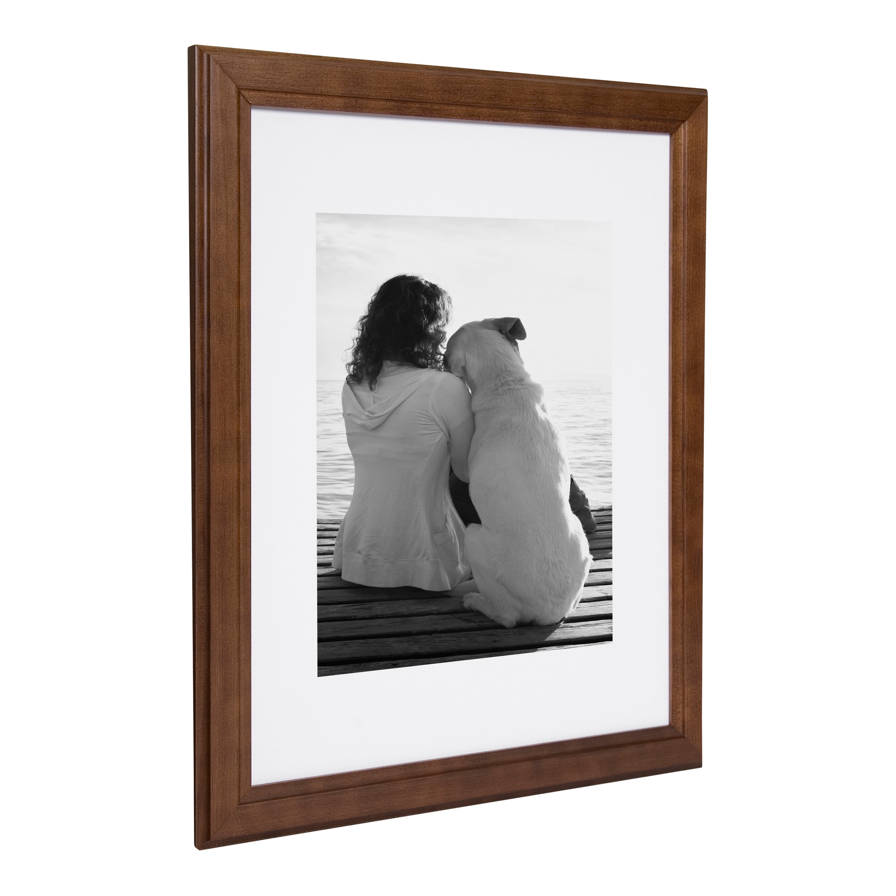 DesignOvation Kieva Solid Wood Picture Frames, Espresso Brown 11x14 matted to 8x10, Pack of 4
