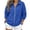 Blue, variant on Women's Waffle Jacket Lightweight Soft Collared Zip Up Long Sleeve Cardigan Coat Relaxed Casual Solid Color Fall Outerwear with Pockets XXL