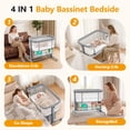 thumbnail image 6 of COFUNOK Baby Bassinet,Bedside Bassinet for Baby,Baby Bassinets Bedside Sleeper for Newborns,With 360° Swivel Wheels,7 Adjustable Height,Full-Mesh Sides,Large Storage Basket-Light gray, 6 of 11