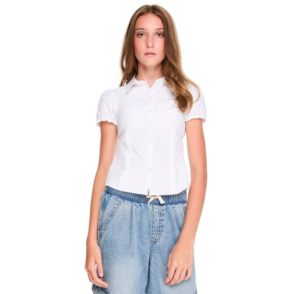 My Sister's Fashion Girls & Teens Pleated Tied Back Shrunken Blouse - Size: S-XXL