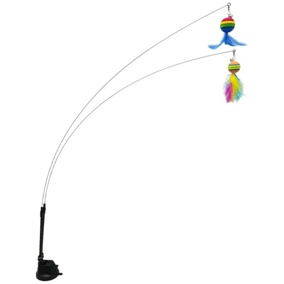 Cat Teaser Steel Wire - Faux Feather Double Head Kitten Wand Toy Pet Playing Toy