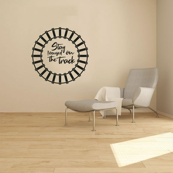 Stay Focused On The Track - Steam Engine Vintage Train Silhouette Vinyl Wall Sticker Wall Decal Wall Art Décor Home Room Kids Room Boys Girls Room Train Lover Living Room Decoration Size (10x10 inch)