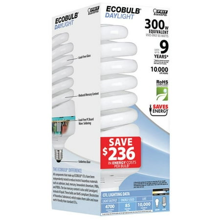Feit Electric ESL85T/D Non-Dimmable Compact Fluorescent Lamp, 85 W, 120 V, Twist