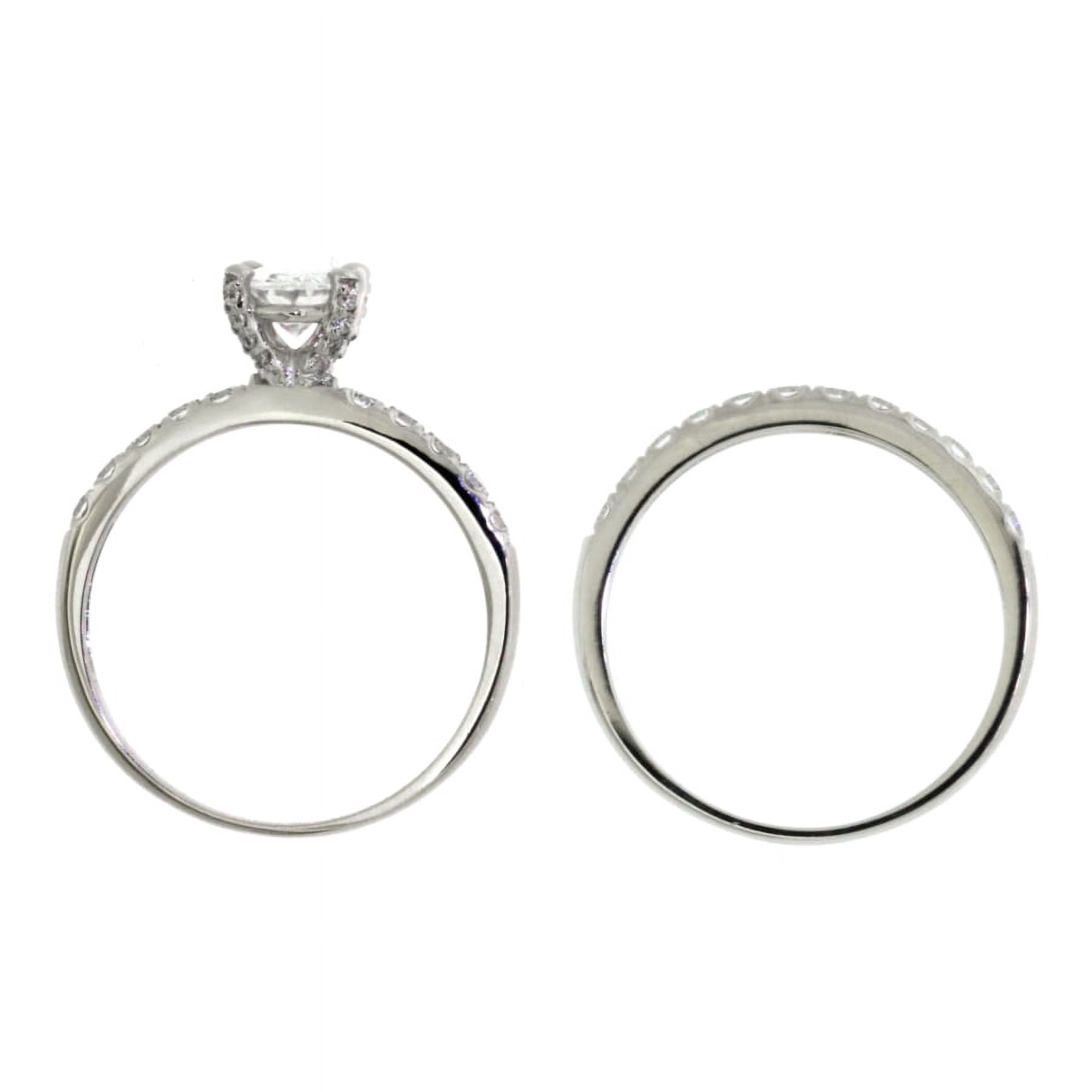 Jay Heart Designs 10K White Gold Oval Solitaire Simulated White Diamond Bridal Engagement Set