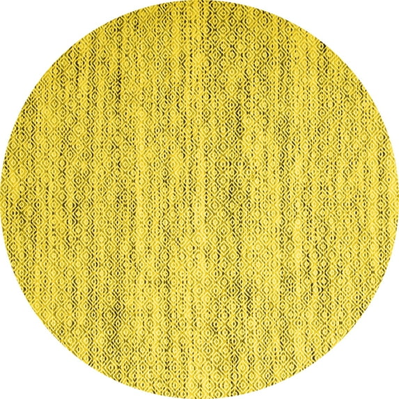 Ahgly Company Indoor Round Abstract Yellow Contemporary Area Rugs, 7' Round