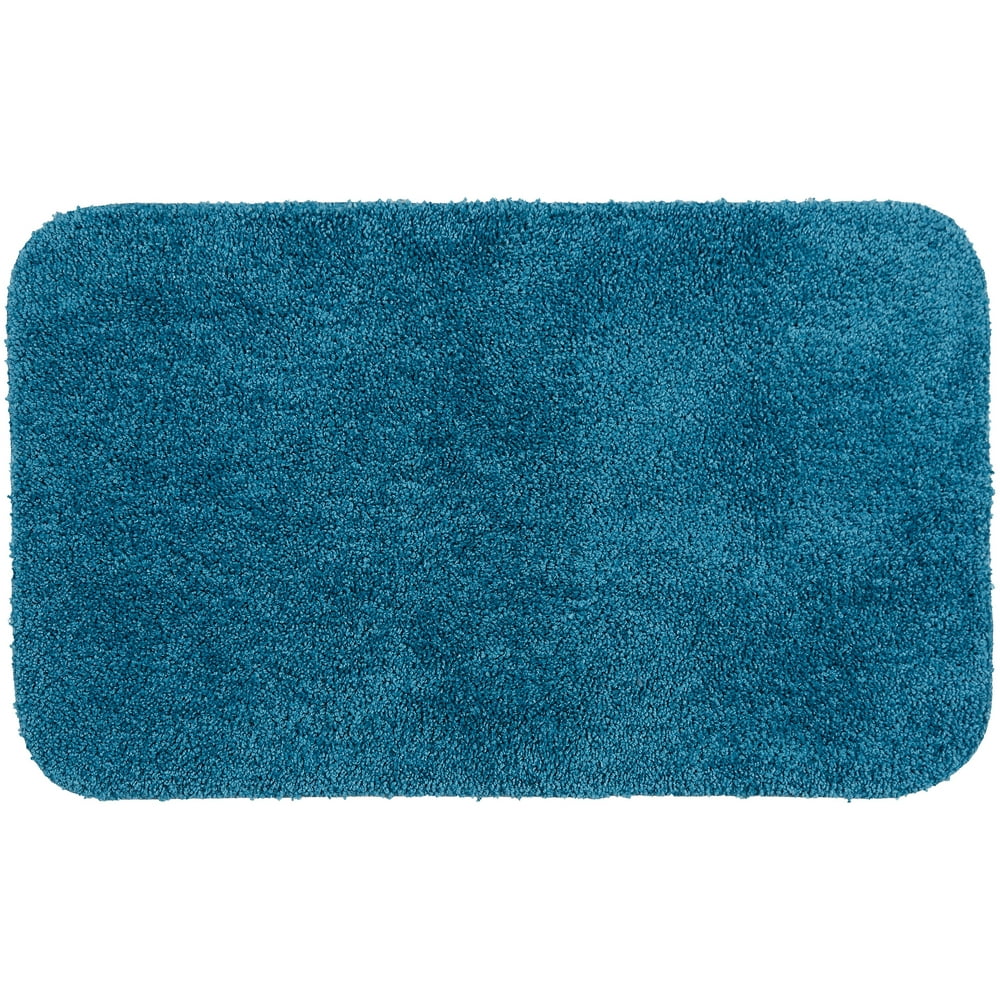 Mainstays Basic Bath Rug, Turquoise, 19.5" x 32"