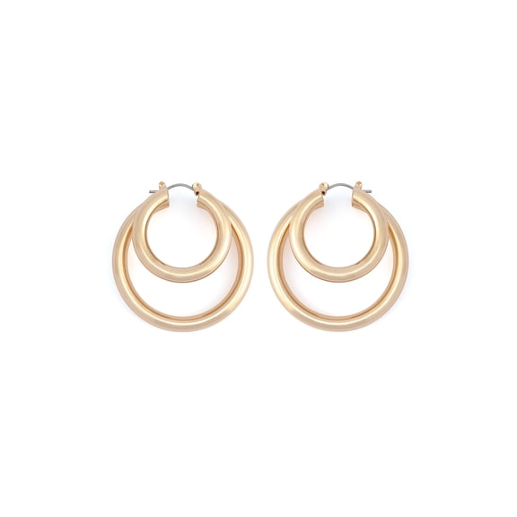 Madden NYC Women's Fashion Gold-Tone Double Layered Hoop Earrings